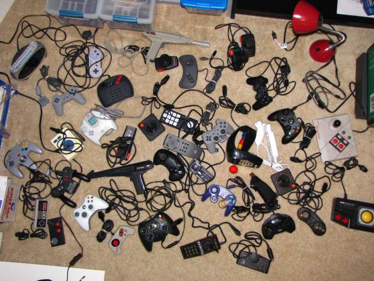 A bunch of game controllers