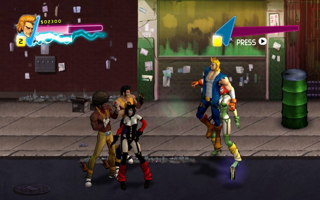 double dragon neon windows screenshot fighting four enemies