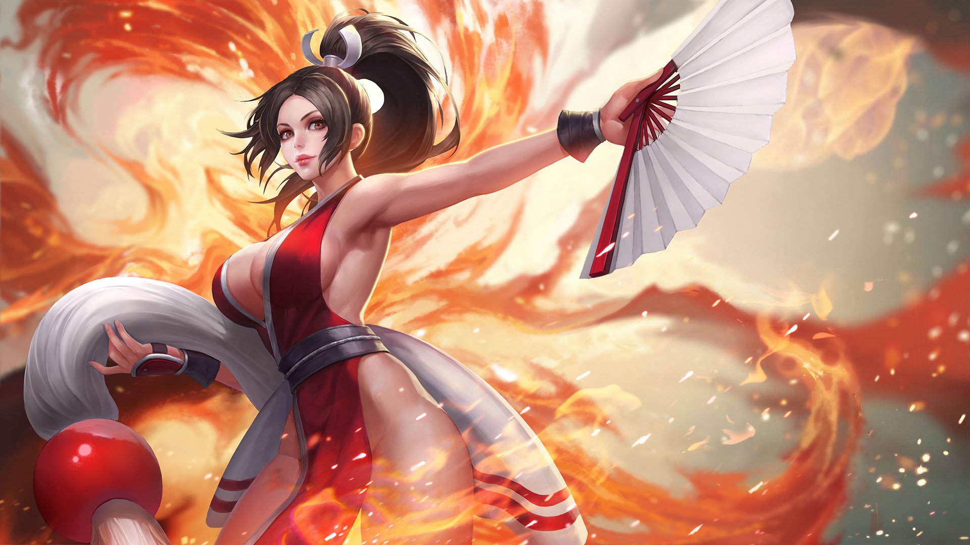 King of Glory Mai Shiranui Dancing with fan formidable weapon made steel spokes top and bottom rigid and sharp as a razor HD Wallpaper for Desktop