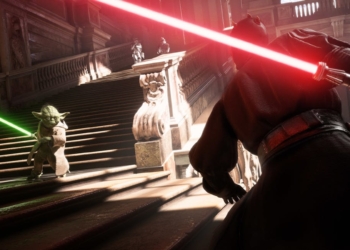 darth maul and yoda face off in combat during star wars battlefront 2