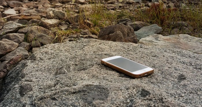 phone on rock