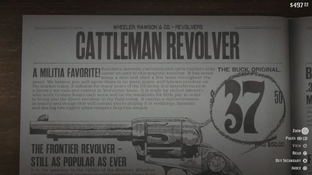 red dead redemption 2 gunsmith catalog cattleman revolve 3840