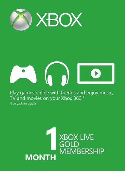 xbox live gold 1 month membership cover