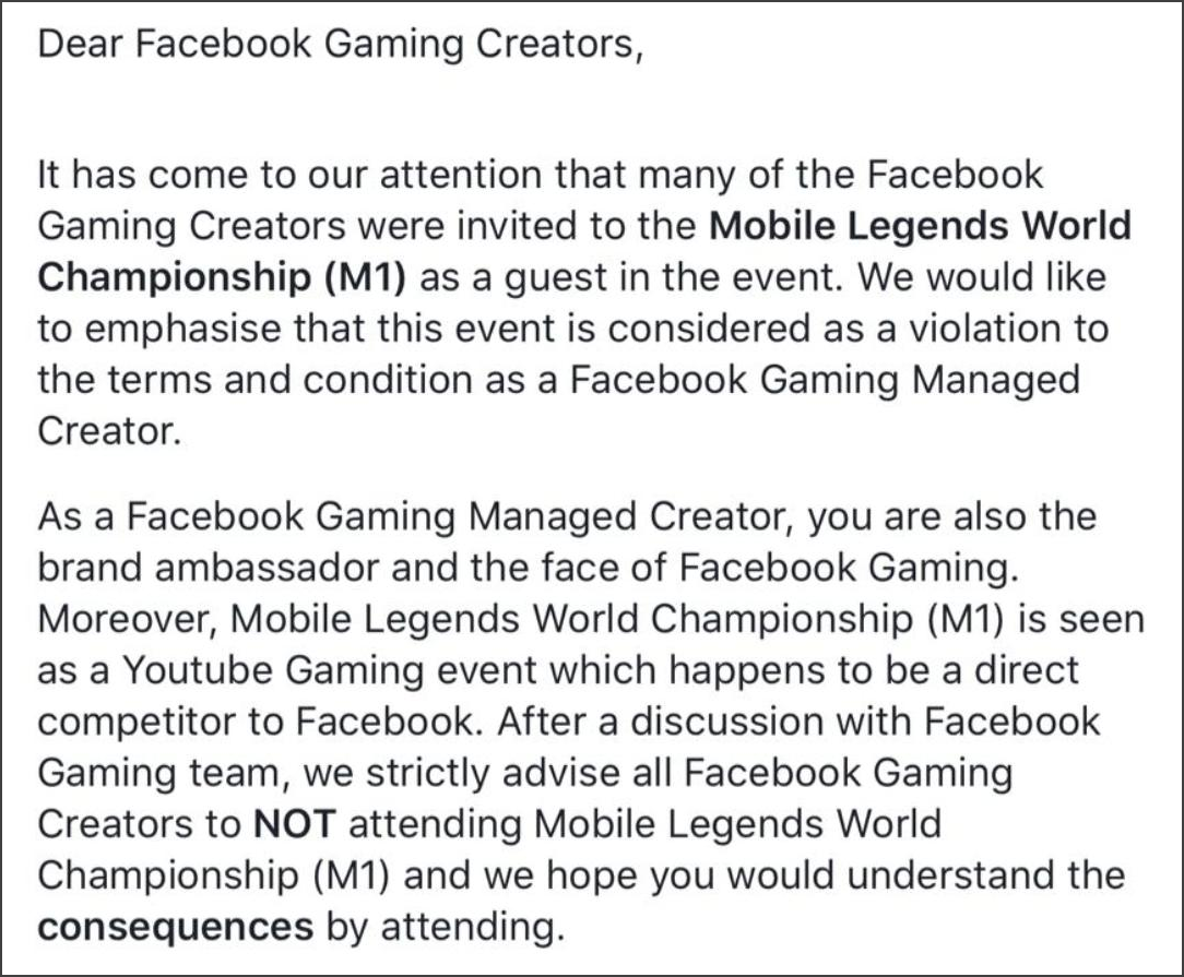 Facebook Gaming threat to content creators