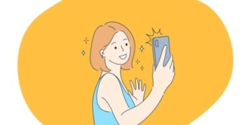 Selfie Smartphone Photograph Vector Illustration Smiling Girl Cartoon Character Making Selfie Smartphone 140689 1646