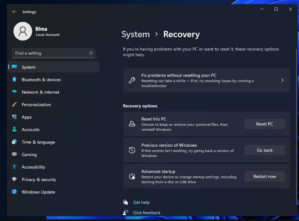 windows 10 revert to previous version