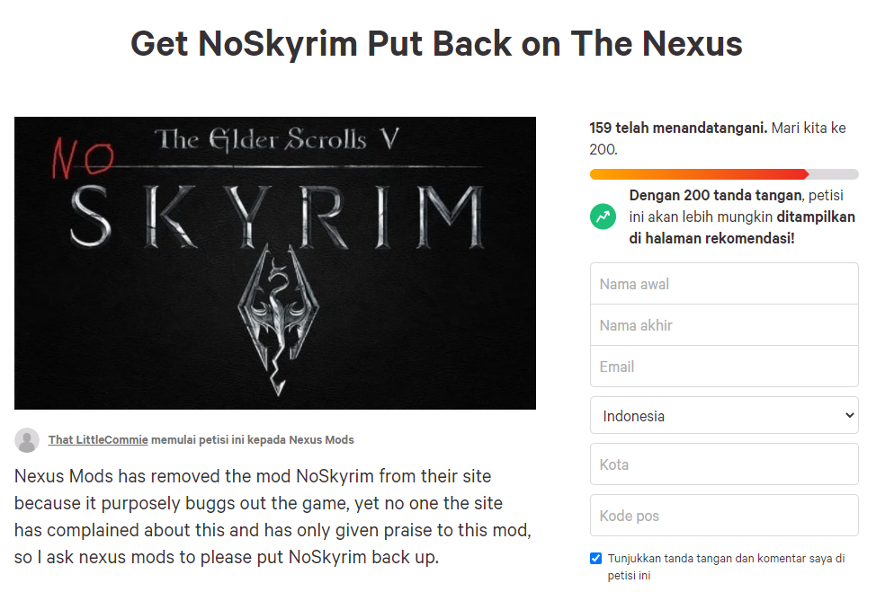 Noskyrim Petition