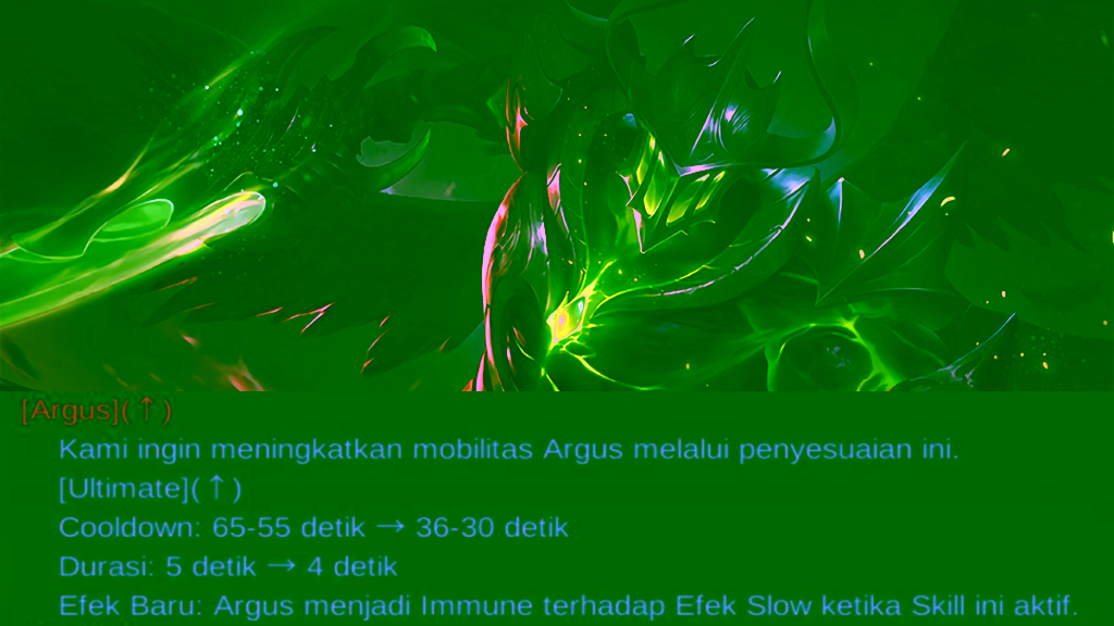 16 Hero yang Dapatkan Buff di Mobile Legends Patch Note 1.6.18 2 buff Argus patch note 1.6.18