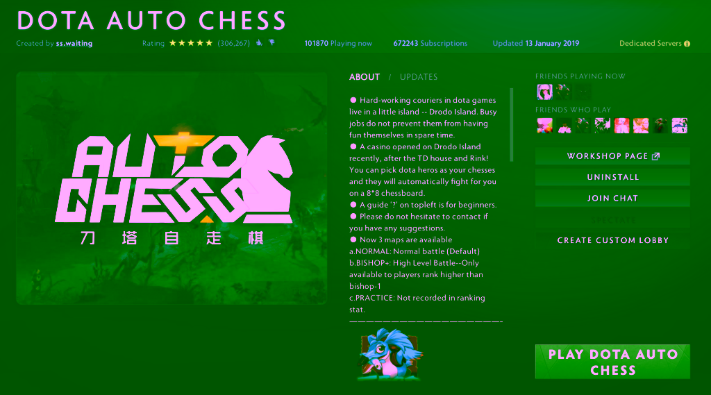 Dota Auto Chess Menu