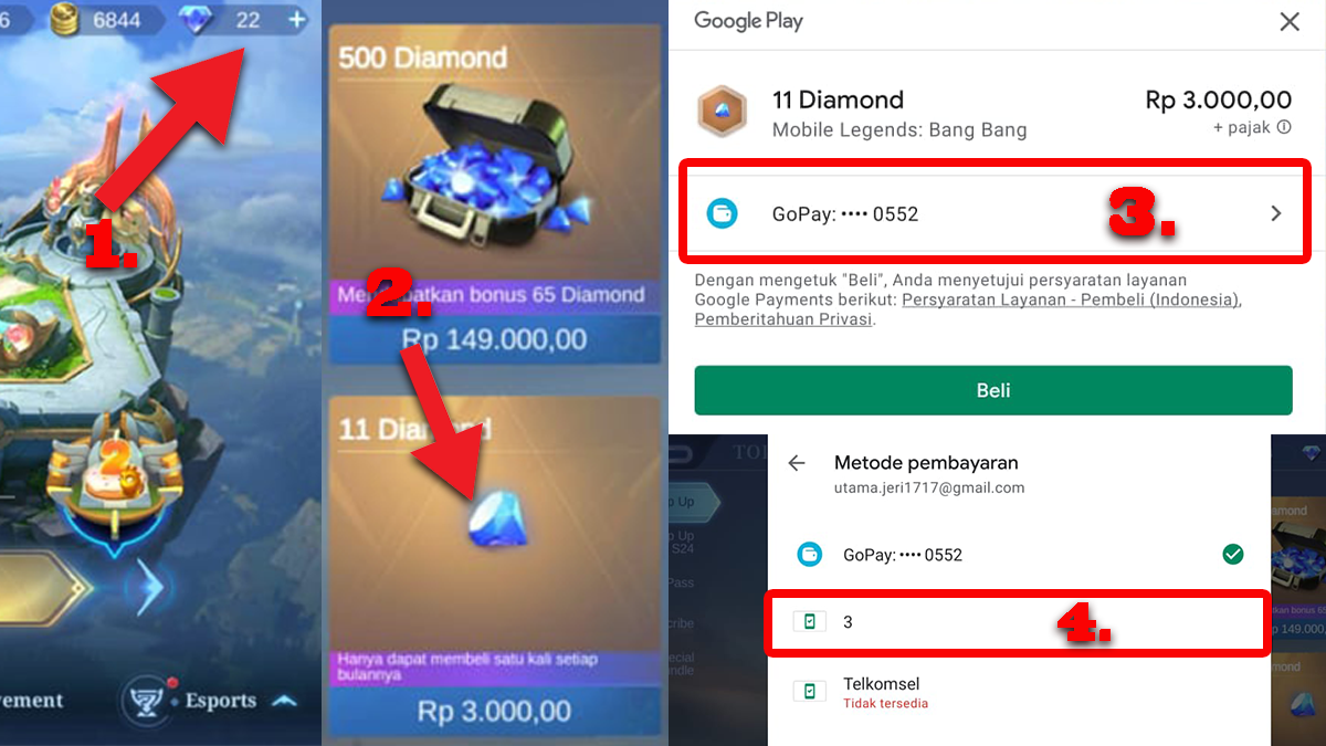 Cara Top Up Diamond ML Pakai Pulsa Via Google PlayStore