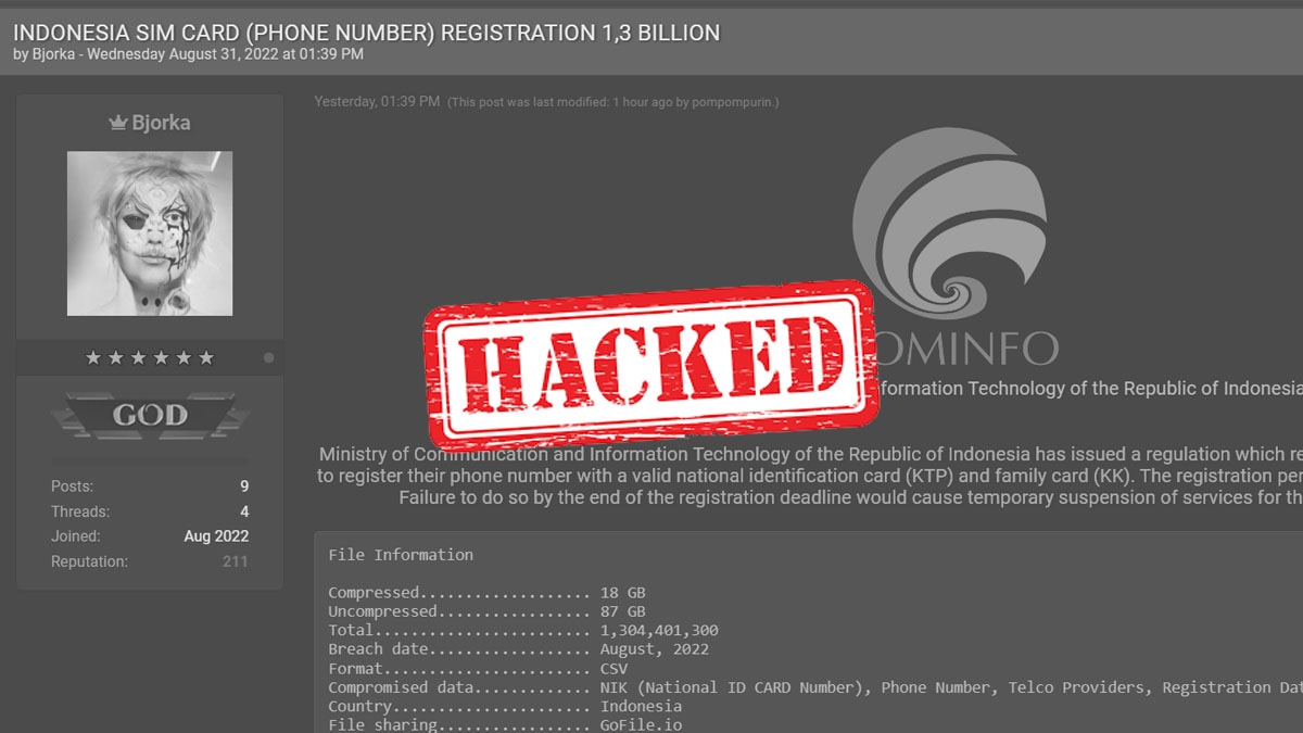 Data Kominfo Diduga Bocor, Banyak Data Pribadi Dijual oleh Hacker
