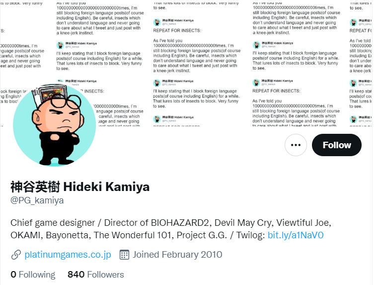 Akun Twitter Hideki Kamiya