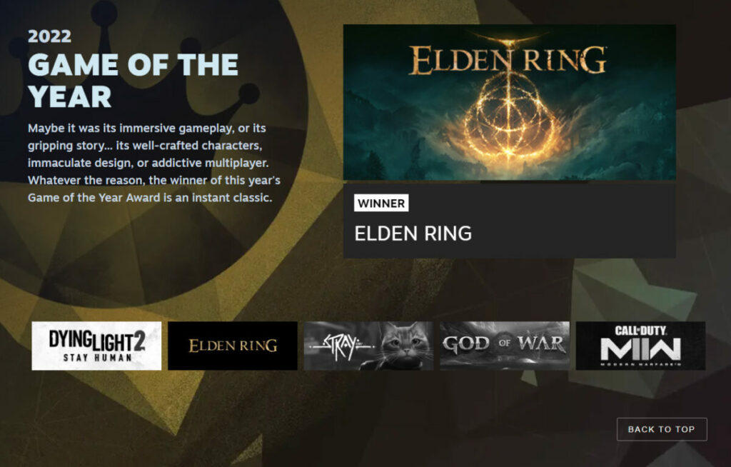 Pemenang The Steam Awards 2022 Elden Ring