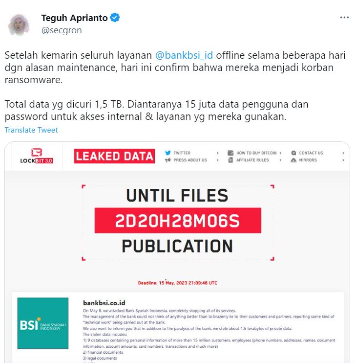 Teguh Aprianto Hacker Bank Bsi