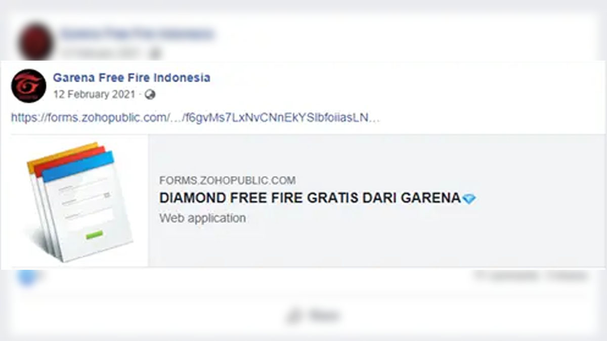 Form Zohopublic Free Fire Bisa Dapat Diamond FF Gratis, Real or Hoax?