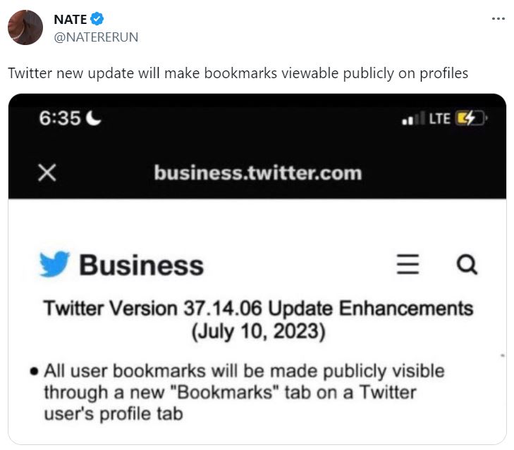 Nate Twitter Bookmark Juli 2023