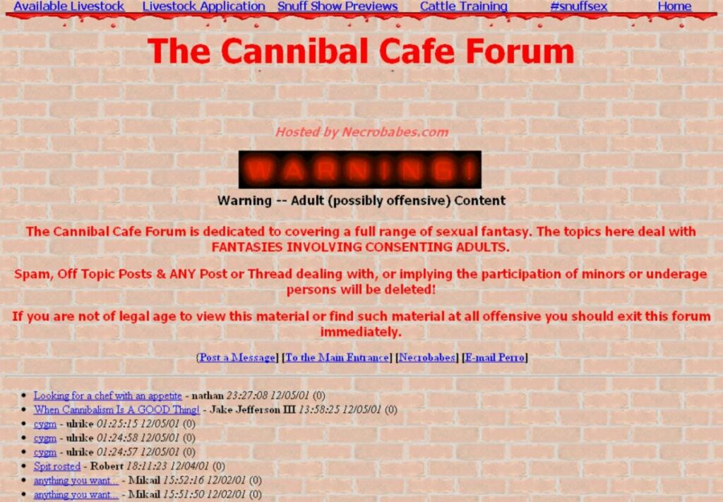 Cannibal Cafe Forum Situs Berbahaya