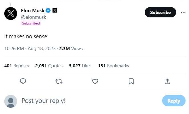 Elon Musk Tidak Masuk Akal Twitter X