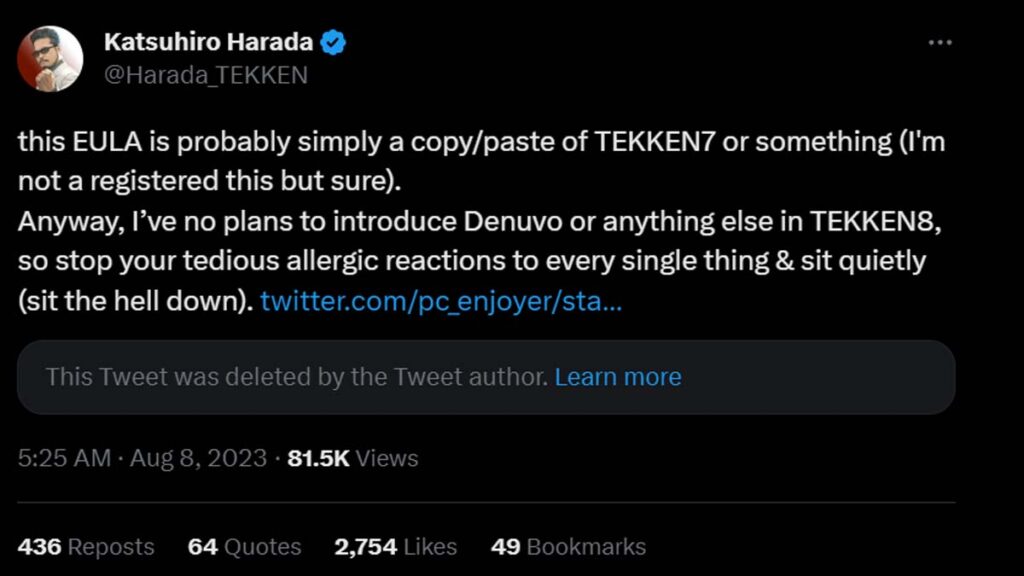 Harada Bantah Denuvo Tekken 8