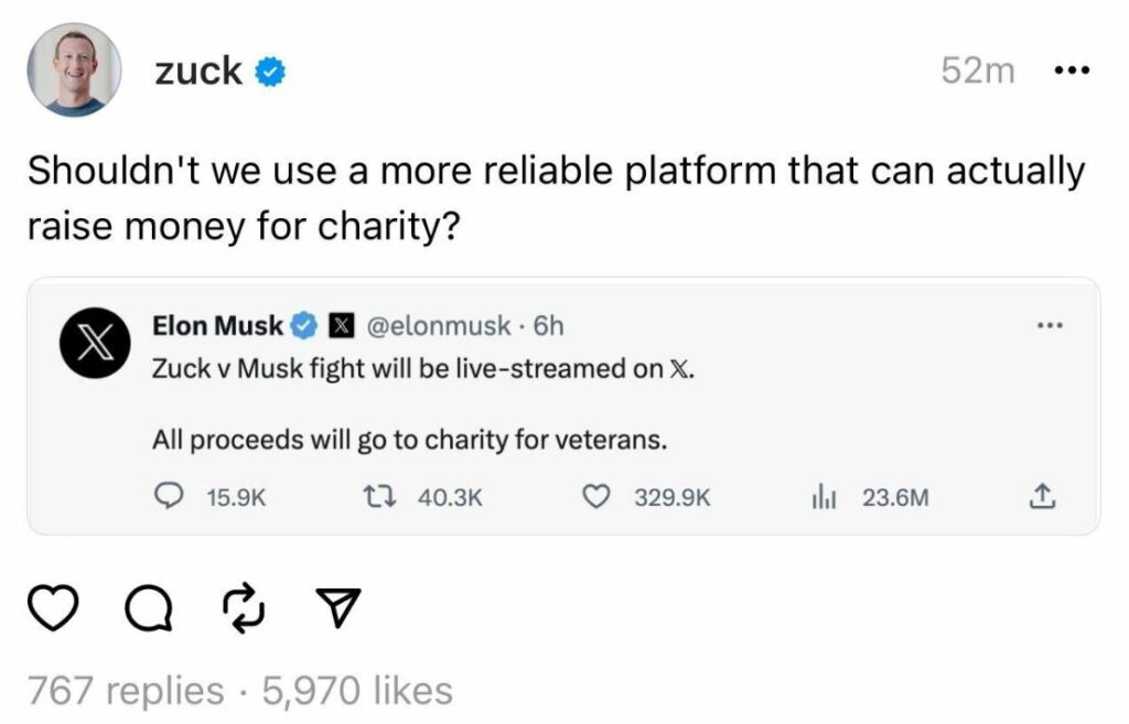 Mark Zuckerberg Mempertanyakan Donasi Elon Musk Untuk Veteran