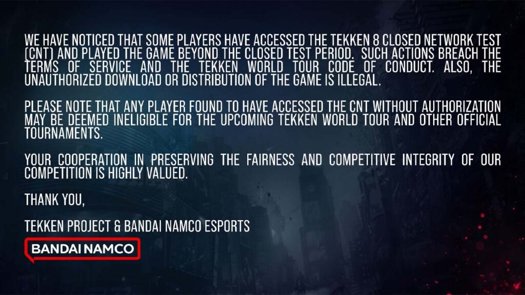 Pengumuman Bandai Namco Terkait Tekken 8 Illegal