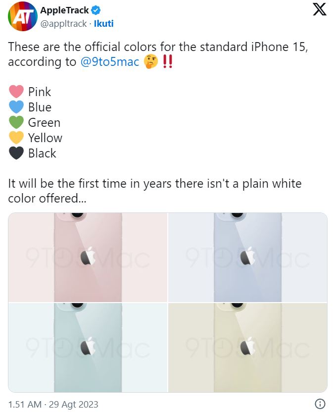 Twitter X Appletrack Warna Iphone 15 Series