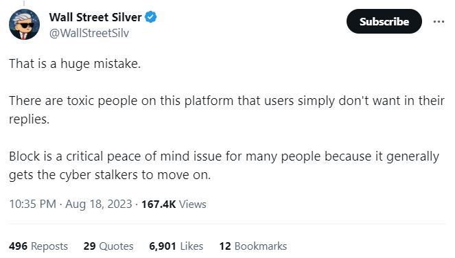Wall Street Silver Respon Twitter X