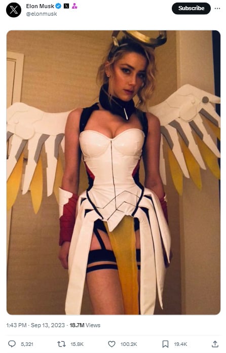 Elon Musk Amber Heard Cosplay Mercy Overwatch