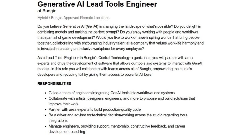 Lowongan Untuk Generative Ai Lead Tools Engineer