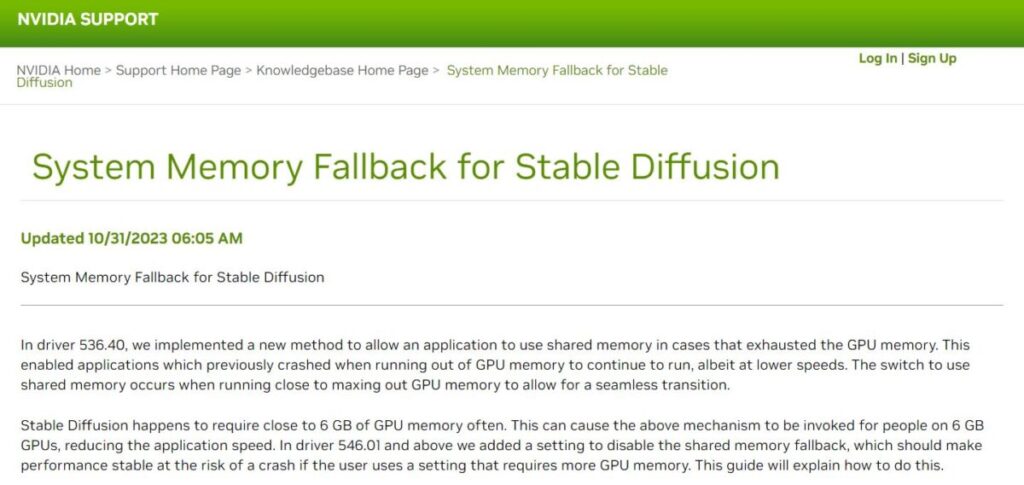 System Memory Fallback Dari Nvidia Untuk Stable Diffusion
