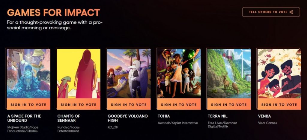 The Game Awards Games For Impact A Space For The Unbound Nominasi