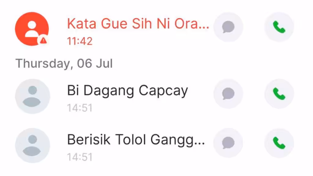 Contoh Nomor Yang Terdeteksi Spam