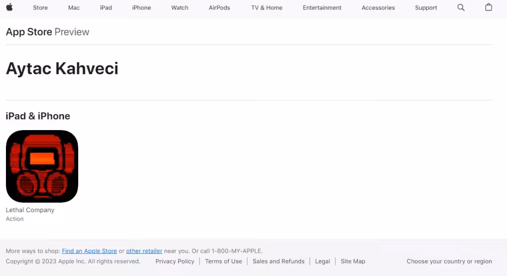 Lethal Company App Store