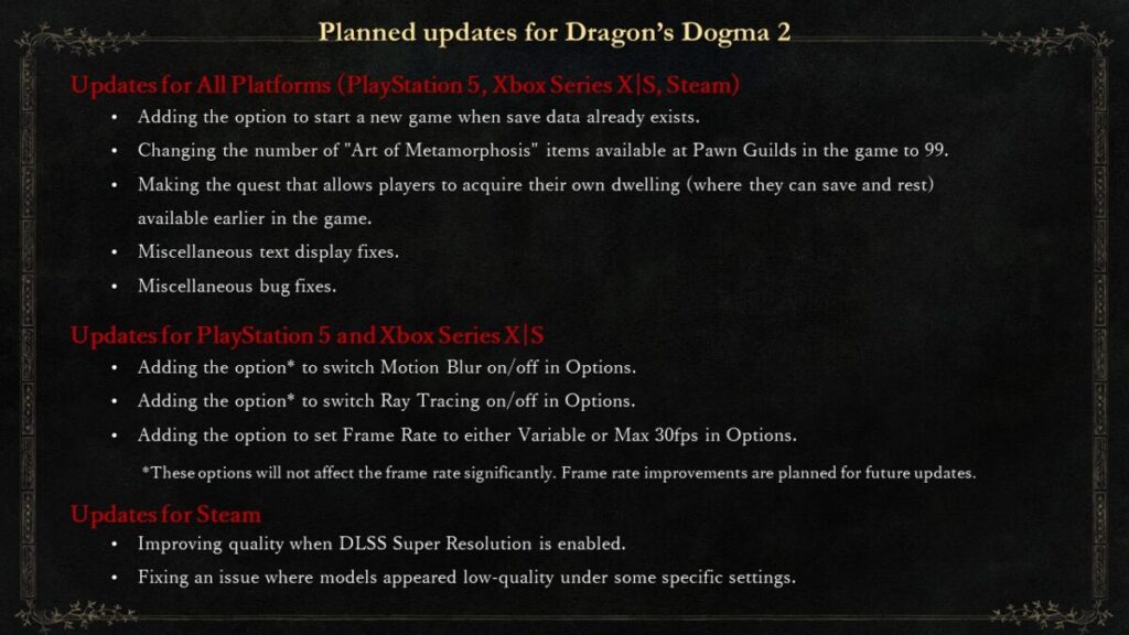 Capcom Update For Dragon's Dogma 2 26 Maret