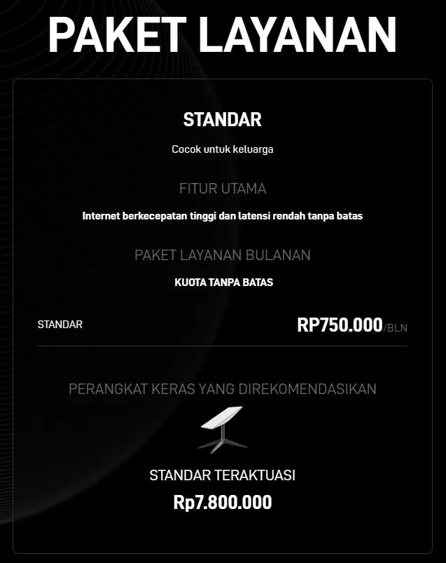 Harga Paket Layanan Internet Starlink Indonesia