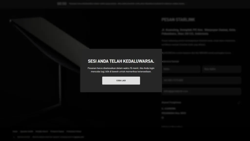 Sesi Anda Telah Kedaluwarsa Starlink Indonesia