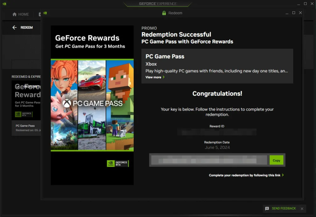 GeForce Rewards PC Game Pass