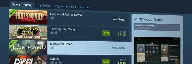 Update Besar-Besaran untuk Demo di Steam