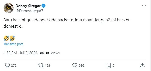 Denny Siregar Hacker Minta Maaf