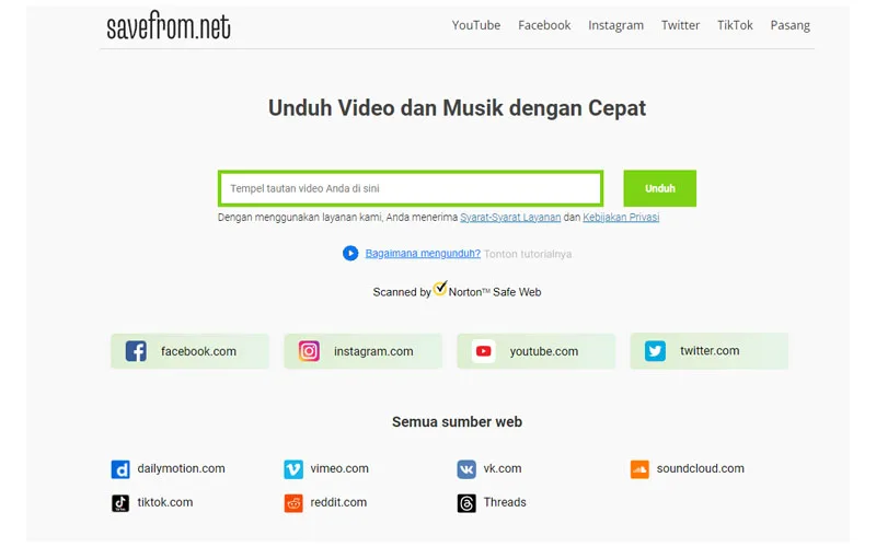 Gunakan Situs Savefrom Youtube