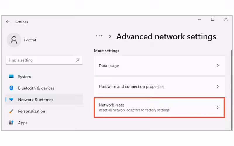 Network Reset Windows 10