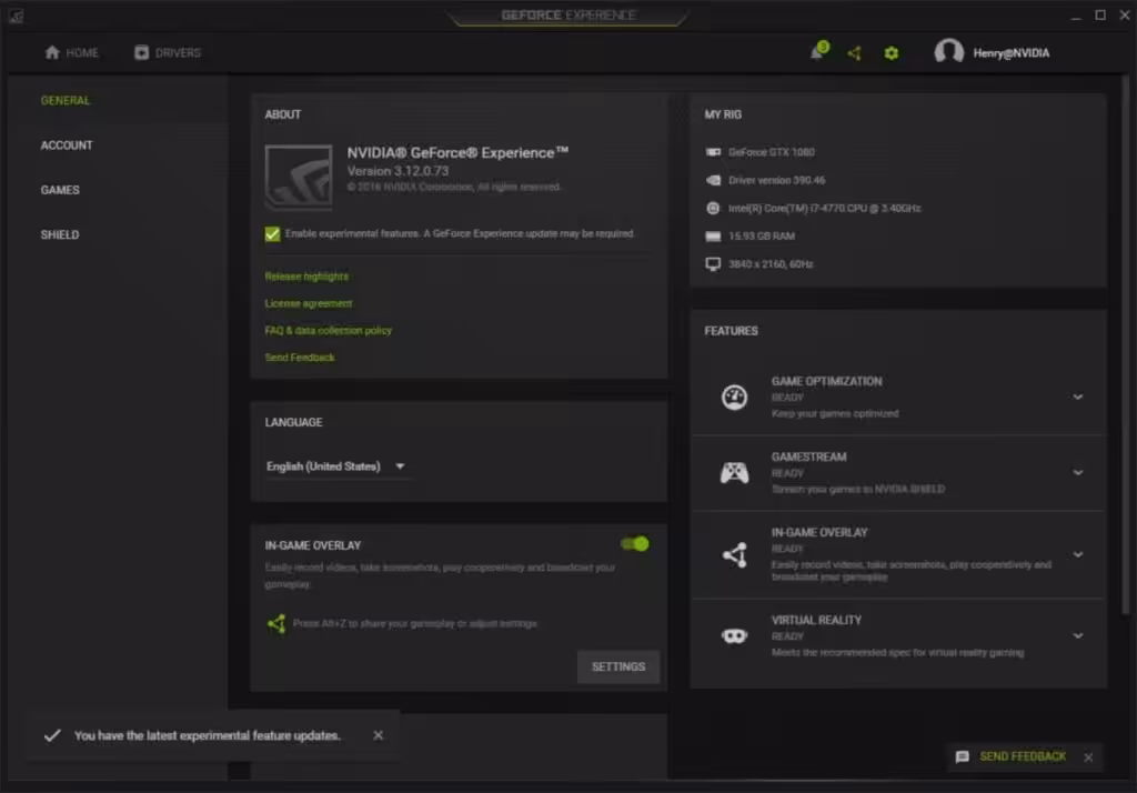 nvidia geforce experience