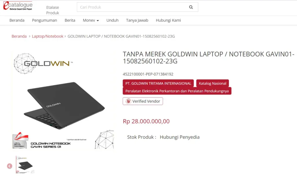 Ekatalog Laptop Goldwin 2024