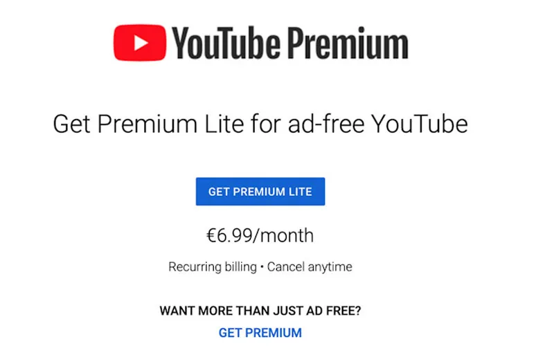 Paket Youtube Premium Lite