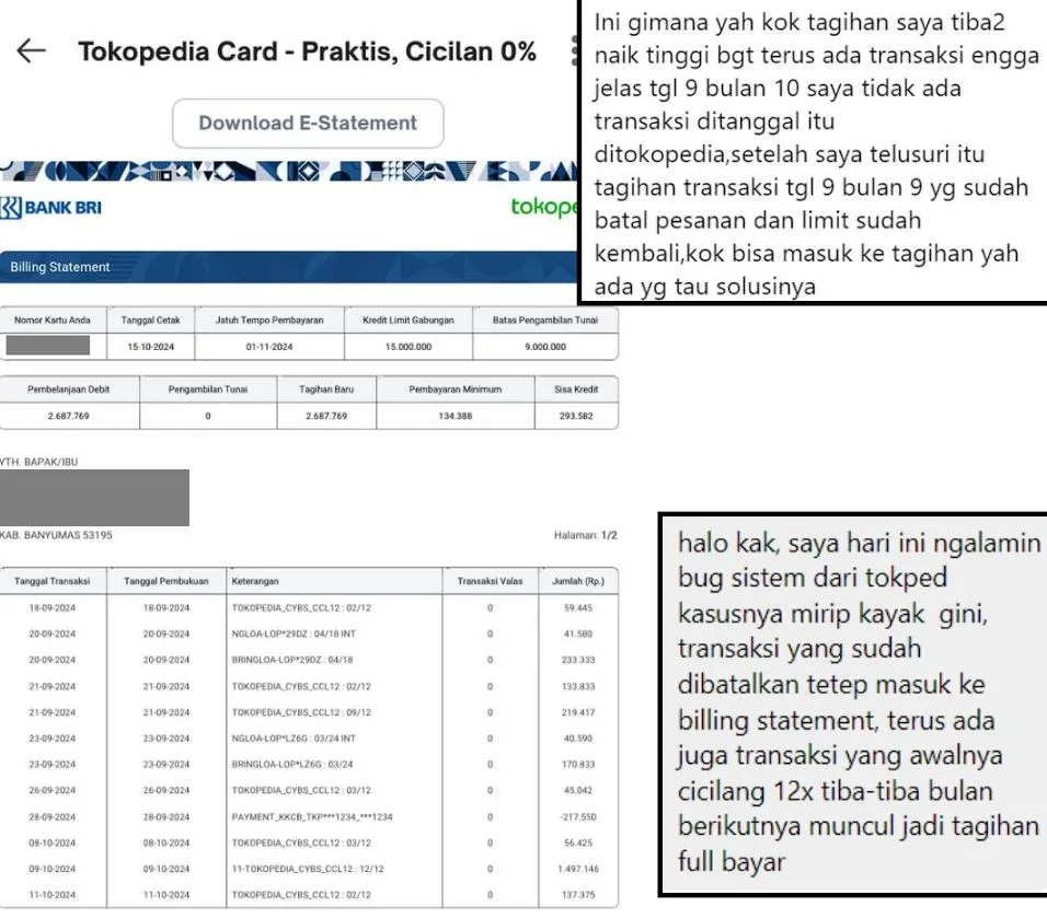 Tagihan Tokopedia Card Yang Ngaco 2024