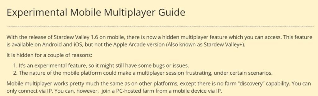 multiplayer stardew valley mobile