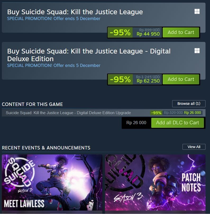 Harga Game Suicide Squad: Kill the Justice League