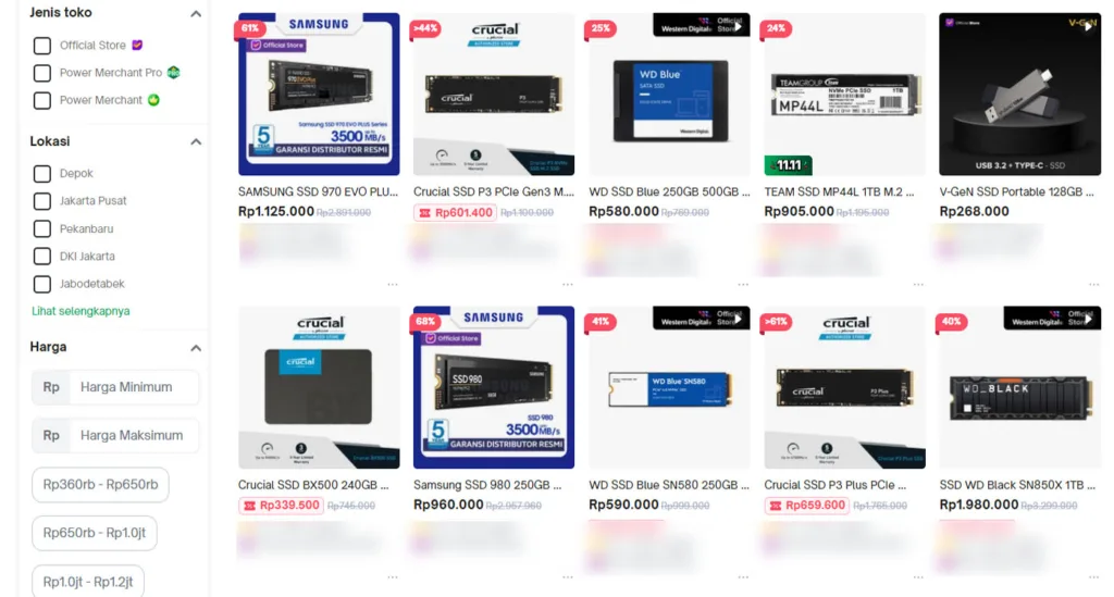 Harga Ssd November 2024