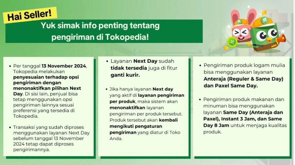 Skema Metode Pengiriman Tokopedia Tahun 2024