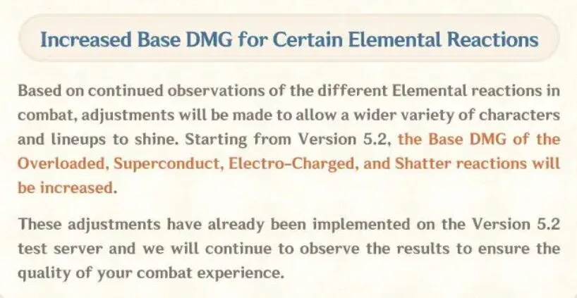 elemental reaction genshin impact